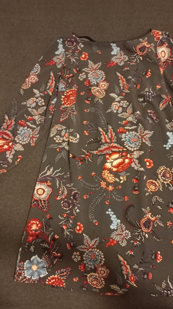 Grey floral print dress, Loft, Size 2